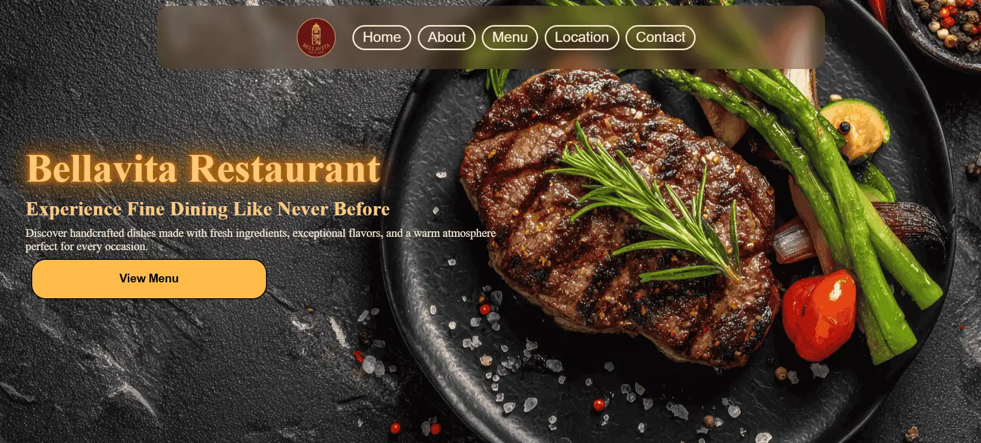 Bellavita Restaurant website preview